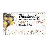 Ballon Confetti Aangepaste naam Label voor weddens (Voorkant)