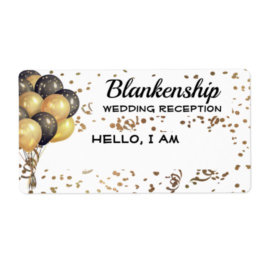 Ballon Confetti Aangepaste naam Label voor weddens (Voorkant)