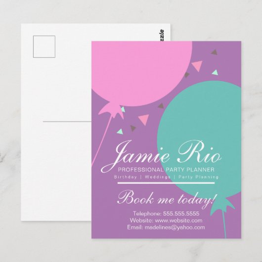 Ballon Confetti voor geboorteplanning van feestdag Briefkaart (Voorkant / Achterkant)