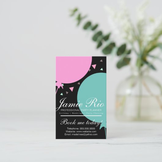 Ballon Confetti voor geboorteplanning van feestdag Visitekaartje (Staand voorkant)