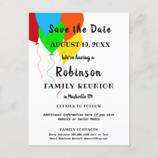 Ballon Design Fun Family Reunion Save the Date Briefkaart