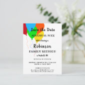 Ballon Design Fun Family Reunion Save the Date Briefkaart (Staand voorkant)