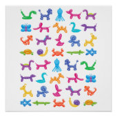 Ballon Dier Kleur Patroon - Kinder & Clown Party Perfect Poster (Voorkant)