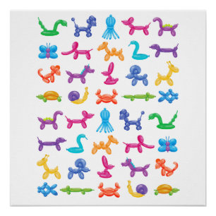 Ballon Dier Kleur Patroon - Kinder & Clown Party Perfect Poster