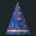 ballon dieren hond sculptuur kinderen verjaardag feesthoedjes<br><div class="desc">Dit kleurrijke feestballon heeft een pet van ballonbeelden in de vorm van honden in felle hoofdkleuren van rood, geel, blauw en groen tegen een blauwe achtergrond met uw eigen boodschap in witte tekst onder een blauw hondenballon. Vind coördinerende feestartikelen en meer in het Doggy Balloon Sculptures collectie van Asterisk Design....</div>