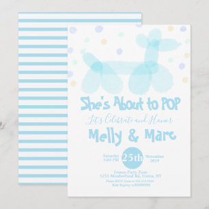 Ballon Dieren Waterverf Baby Shower Kaart