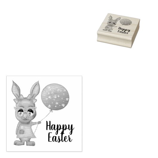 Ballon Diva Bunny Easter Custom Happy Easter Rubberstempel (Gestempeld)