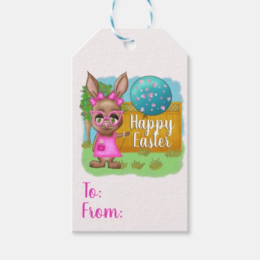 Ballon Diva Bunny Pasen Cadeaulabel (Voorkant)