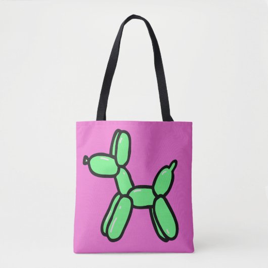 Ballon Dog Canvas tas in roze en groen (Voorkant)