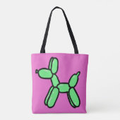 Ballon Dog Canvas tas in roze en groen (Achterkant)