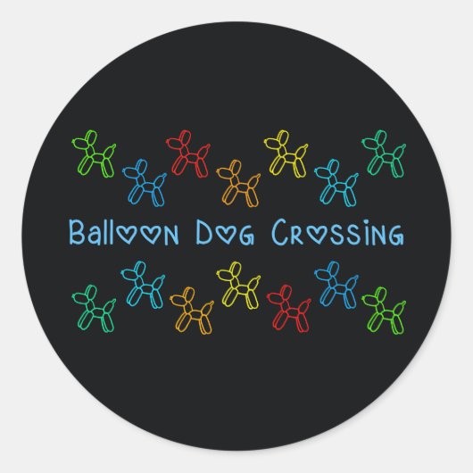 Ballon Dog Crossing Stickers (Voorkant)