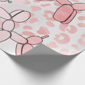 Ballon Dog Leopard Pink Patroon Cadeaupapier (Hoek)