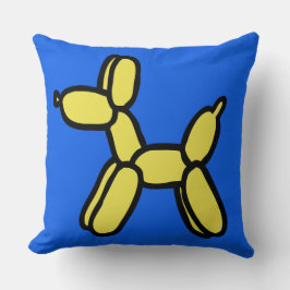 Ballon Dog Pillow in Blue and Yellow Kussen