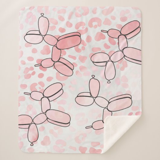 Ballon Dog roze patroon Sherpa Deken (Voorkant)