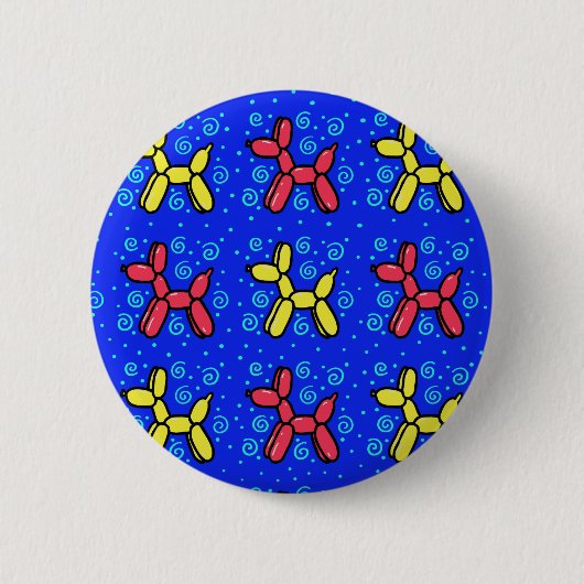 Ballon Dogs Pin-On Button in Blue, Red, Yellow (Voorkant)