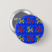 Ballon Dogs Pin-On Button in Blue, Red, Yellow (Voorkant /achterkant)
