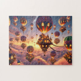 Ballon Dorp Fantasievolle Heet Lucht Ballon Huizen Legpuzzel