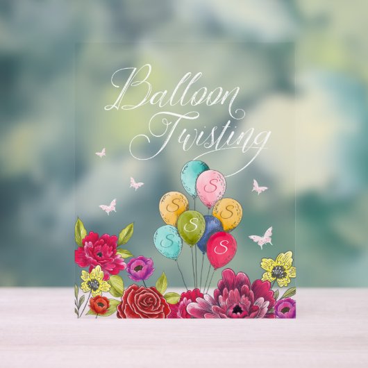Ballon draaien Alice in Wonderland Florals Acryl Bord (Neutraal)