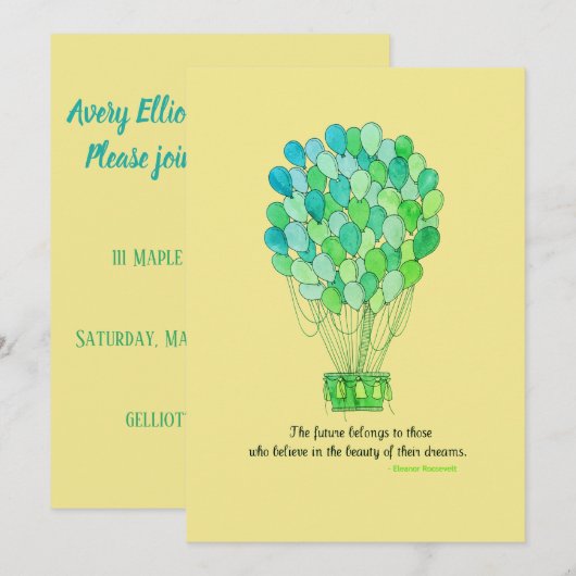 Ballon Droom Feest Uitnodiging (Voorkant / Achterkant)