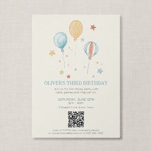 Ballon Droom Kind Verjaardagsuitnodiging met QR Kaart