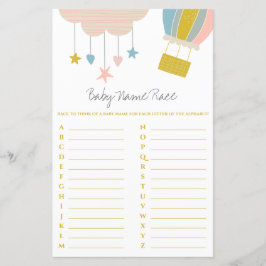 Ballon en Cloud Baby Name Race Baby shower Game