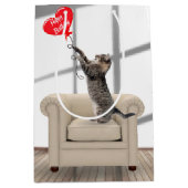 Ballon en kat voor tafelgebruik medium cadeauzakje (Voorkant)