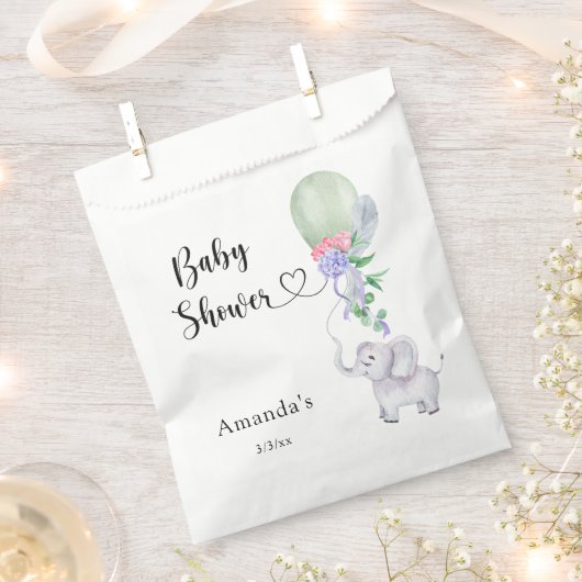 Ballon en Olifant Baby shower Bedankzakje (Geknipt)