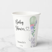 Ballon en Olifant Baby shower Papieren Bekers (Achterkant)