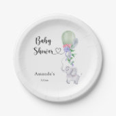Ballon en Olifant Baby shower Papieren Bordje (Voorkant)