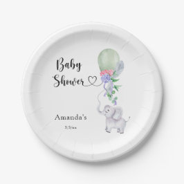 Ballon en Olifant Baby shower Papieren Bordje