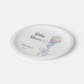 Ballon en Olifant Baby shower Papieren Bordje (Gekanteld)