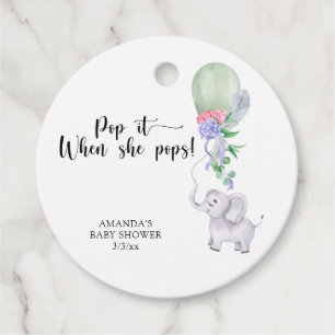 Ballon en Olifant - pop het! wanneer ze poppen Bedankjes Labels