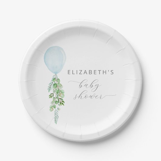 Ballon Eucalyptus Boy Baby shower Papieren Bordje (Voorkant)
