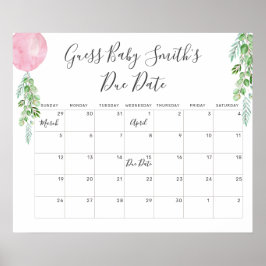 Ballon Eucalyptus Gok Baby Verwacht Datum Kalender Poster