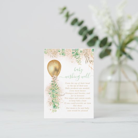Ballon Eucalyptus Gold Baby Informatiekaartje (Staand voorkant)