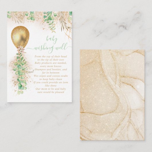 Ballon Eucalyptus Gold Baby Informatiekaartje (Voorkant / Achterkant)