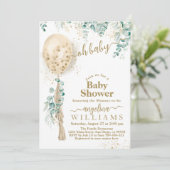 Ballon Eucalyptus gold Baby shower Kaart (Staand voorkant)