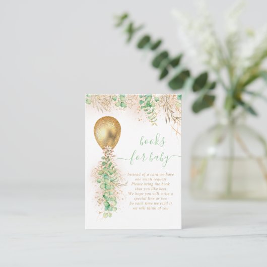 Ballon Eucalyptus Gold Glitter Book for Baby Informatiekaartje (Staand voorkant)