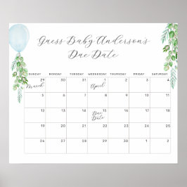 Ballon Eucalyptus Raad Baby Verwachte Datum Kalend Poster