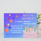 Ballon Festoned Pink Frosting Birthday Cake Kaart (Staand voorkant)