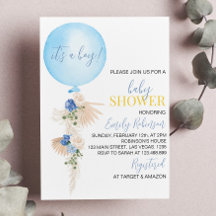 Ballon Floral Boy Baby shower Invitation