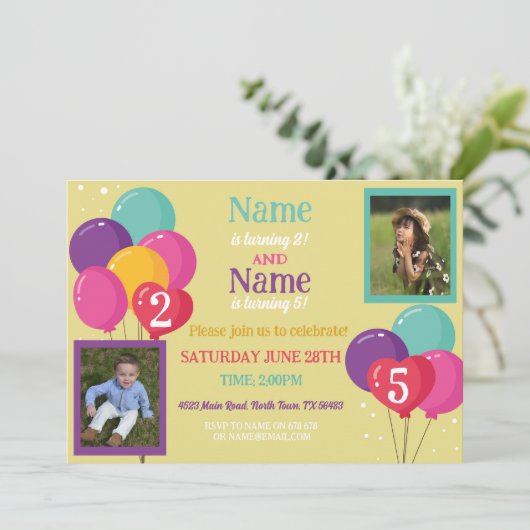 Ballon foto verjaardagsfeestje Confetti jongen mei Kaart (Staand voorkant)