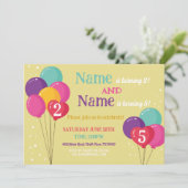 Ballon Gedeeld Verjaardagsfeest Confetti Jongensme Kaart (Staand voorkant)