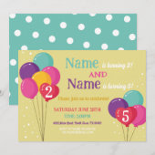 Ballon Gedeeld Verjaardagsfeest Confetti Jongensme Kaart (Voorkant / Achterkant)