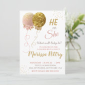 Ballon gender onthult partijuitnodiging, Glitter Kaart (Staand voorkant)