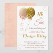 Ballon gender onthult partijuitnodiging, Glitter Kaart (Voorkant / Achterkant)