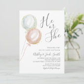 Ballon Gender Reopenbaart Uitnodiging (Staand voorkant)