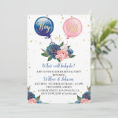 Ballon Geslacht onthullen uitnodiging jongen of me (Staand voorkant)