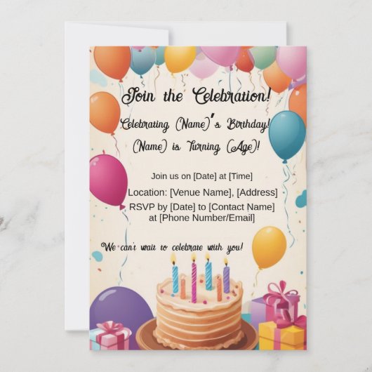 Ballon-gevulde verjaardagsfeest! kaart (Voorkant)