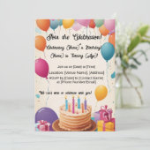 Ballon-gevulde verjaardagsfeest! kaart (Staand voorkant)